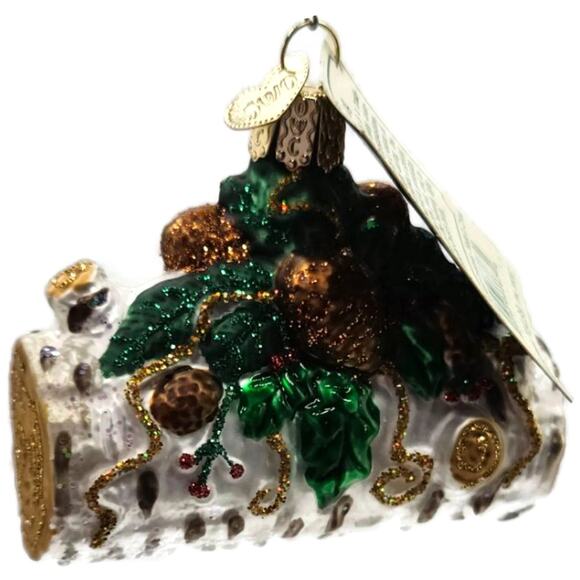 Yule Log Ornament Pine Cones Fire Pit OWC Glass Old World Christmas Tree Decor - Picture 5 of 10